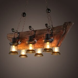 American Retro Country Chandelier Creative Wooden LOFT Bar Cafe Restaurant Industrial Style LED Chandelier Decorative Lamps 1