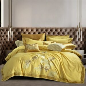 Chic Home 4/6/9 Piece Aubrey Decorator Yellow Comforter Cover Set and Bed Sheet Pillow shams Full Queen Yellow with Embroidery 1