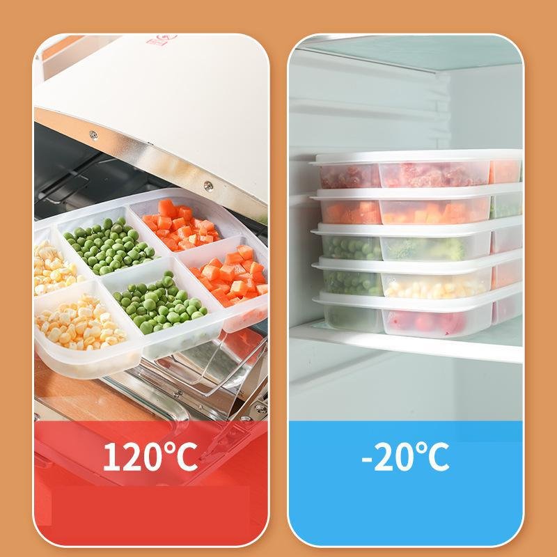 3pcs 5/6 Grids Side Dish Container Meat Food Preservation Box with Lids Refrigerator Freezer Storage Organizers Transparant PP 5