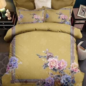 Vintage Blossom Print Duvet Cover set Bed Sheet Pillowcases Queen King 4Pcs 100%Cotton Colorful Antique Drawing Bedding set 1