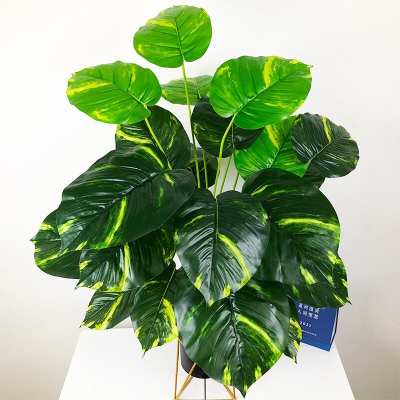 75cm 24 Heads Large Artificial Plants Fake Monstera Tropical Tree Plastic Palm Leaf Real Touch Turtle Leaves For Home Shop Decor 6