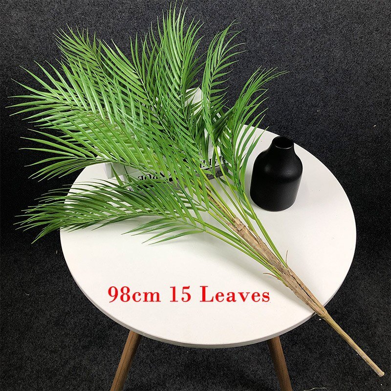 80-125cm Tropical Palm Tree Large Artificial Plants Fake Palm Leaves Plastic Fern Leaf Green Monstera For Home Wedding DIY Decor 5