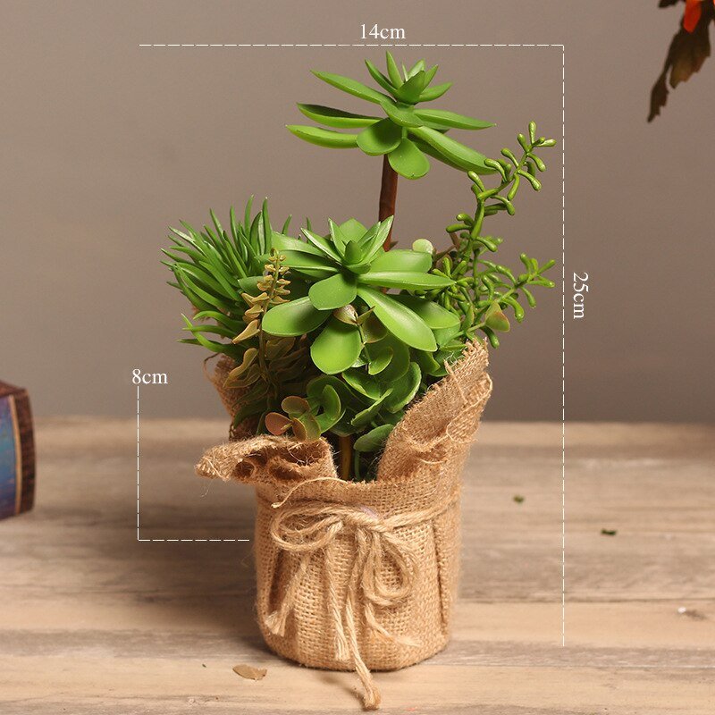 25cm Fake Succulent Potted Artificial Plants Creative Desktop Tree Plastic Leaves Bonsai For Home Decor Valentine's Day Present 5