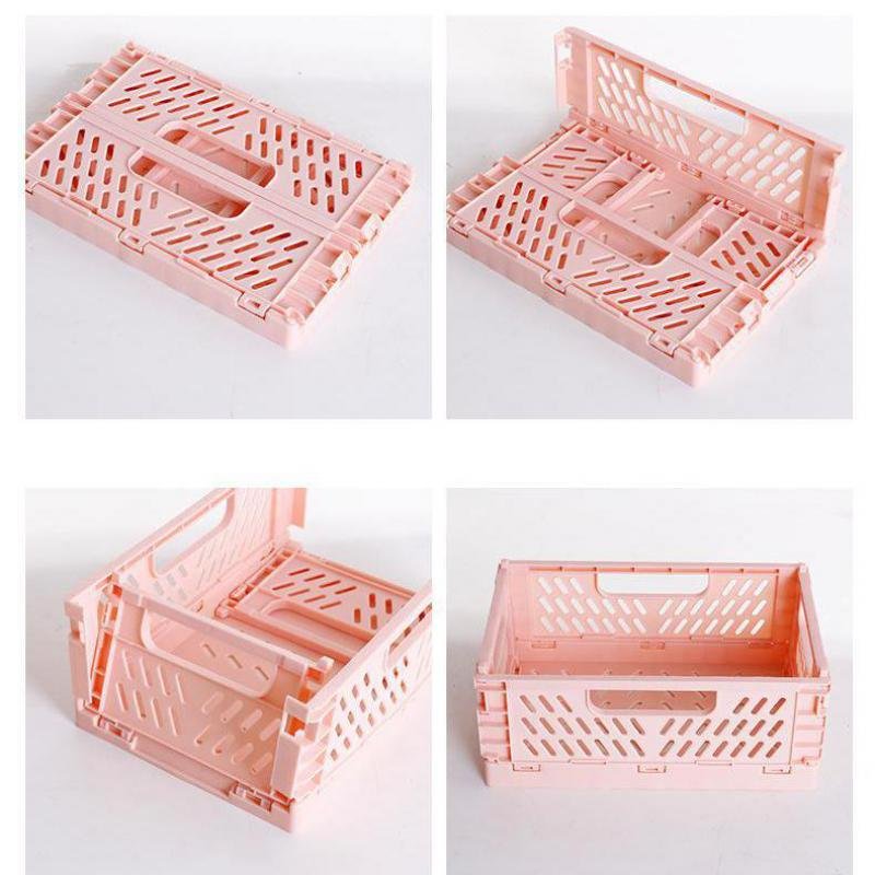 2pcs Stacking Folding Fruit Vegetable Storage Basket Kitchen Cabinet Pantry Organizer Bins Snacks Container Box Desk Plastic 5