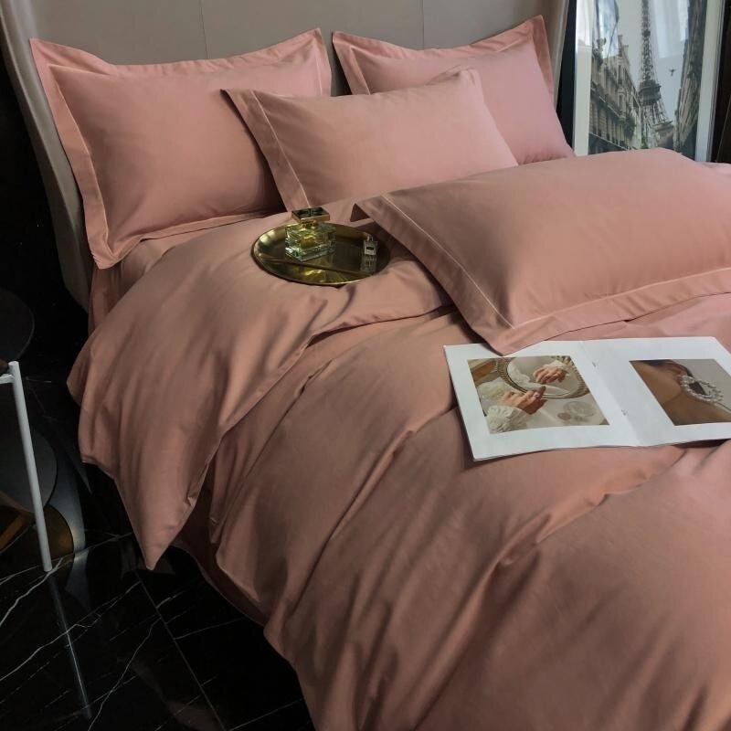 100%Brushed Cotton Solid Color Reversible Duvet CoverBed Sheet Pillowcases Family King Queen Size Bedding Set Relaxed Soft Feel 6