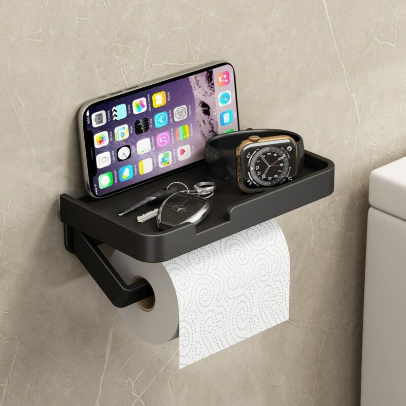 Toilet Paper Holder Wall Shelf Bathroom Accessories Phone Stand Storage Organizer Toilet Paper Roll Holder 4