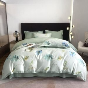 Green Leaves Duvet Cover Set Double Queen King Long Staple Cotton Floral Bedding set 4Pcs Comforter Cover Bed Sheet Pillowcases 1