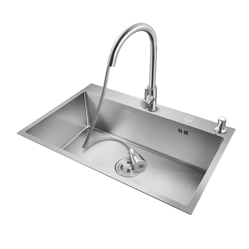 Silver Kitchen Sink Single Bowl 6 Sizes Topmount/Drop-In/Undermount Stainless Steel Big Kitchen Workstation Sink Basin Handmade 5