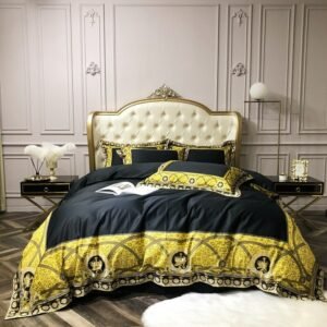 800TC Cotton Back Gold Crown Patchwork Duvet Cover set Luxury Premium Soft Bedding Set Bed sheet Pillowcase Queen King size 4Pcs 1
