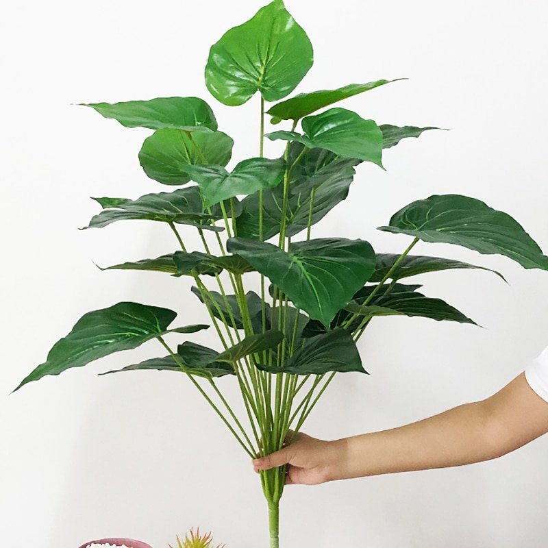 65cm 18 Heads Large Tropical Monstera Plants Artificial Turtle Tree Leaves Fake Palm Plants Bouquet Plastic Foliage for Garden 5