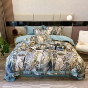 Birds Feathers Duvet Cover Set Brushed Long Staple Cotton Premium Ultra Soft Bedding set Doubel Queen King Bed Sheet Pillowcases 1