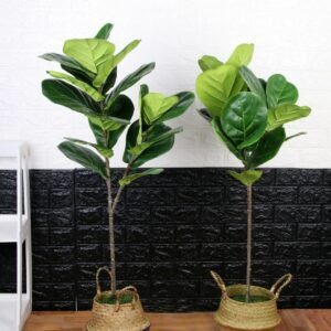 113cm Large Artificial Ficus Tree Fake Rubber Plants Plastic Tropical Tree Leaves Palm Foliage for Indoor Home Large Decoraion 1