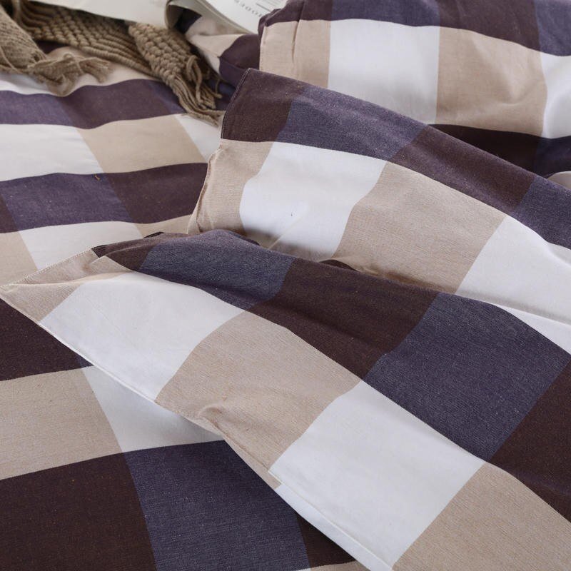 100%Cotton Coarse Cloth Striped Plaid Duvet Cover with Bowknot Bow Ties Soft Linen Feel Chic Country Bedding Sheet Pillowcases 3