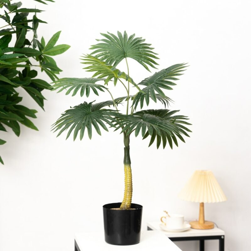 60/65cm Fake Palm Tree Artificial Plants Plastic Monstera Tropical Tree False Fan Plant Branches For Home Garden Desk Shop Decor 2