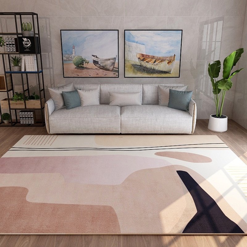 Art Abstract Printed Carpet Nordic Geometric Rug Living Room Sofa Bedside Mats Modern Non-slip Leisure Rugs Home Decoration Mat 1