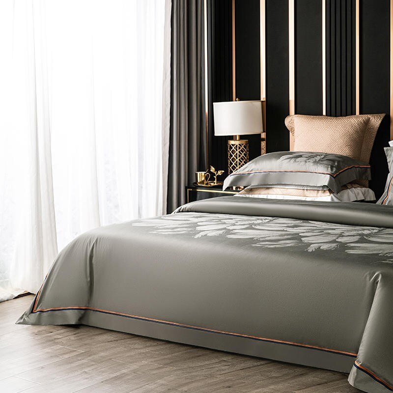 1000TC Long Staple Cotton Jacquard Duvet Cover set Double Queen King Size 4Pcs Luxurious Boho Bedding set Bed Sheet Pillowcases 2