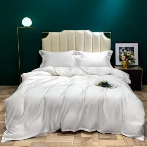 Premium 100%Eucalyptus Lyocell Plain Bedding set Softer Than Silk Cooling Silky for Skin Hair Duvet Cover Bed Sheet Pillowcases 1