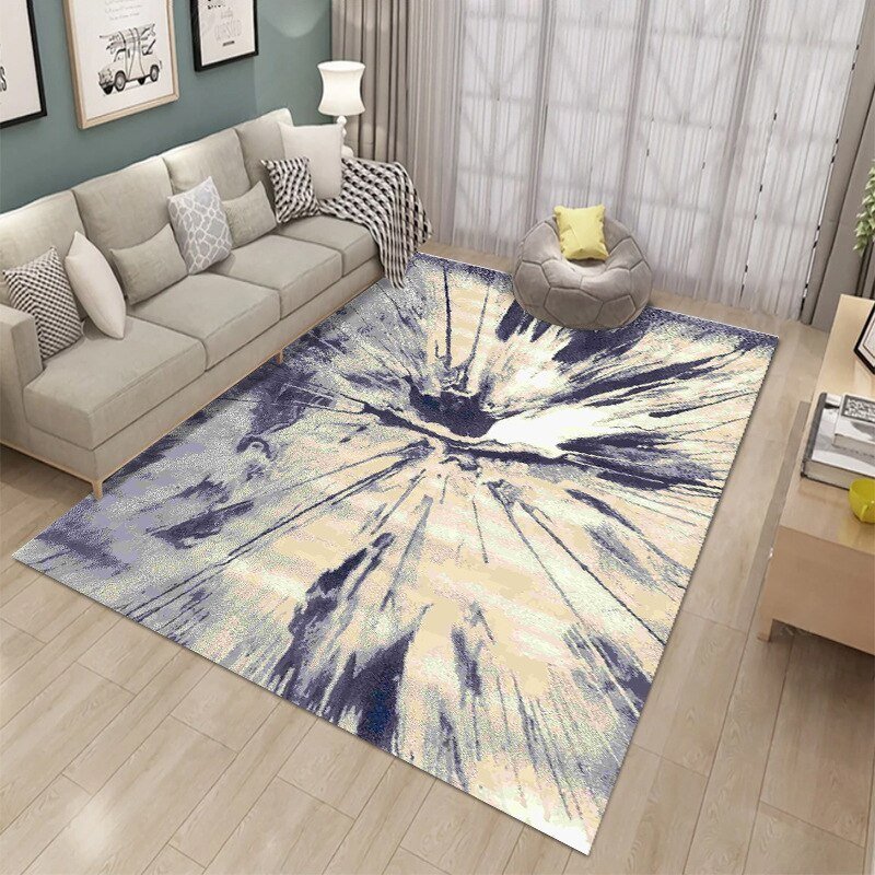 Nordic Style Living Room Carpet Indoor Gilt Abstract Square Floor Mat Printed Sofa Coffee Table Rug Home Decoration Washable Mat 6