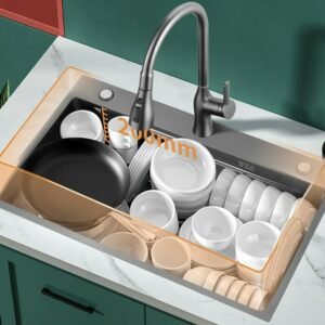 Large Size Kitchen Sink Nano Wash Basin Single Bowl with Chopping Board 304 Stainless Steel Sinks with Faucet Drain Accessories 1