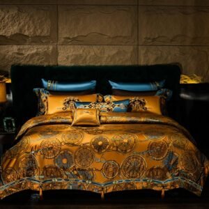 Chic Golden Luxury 4/6/11Pcs Bedding set Decorator Quality Jacquard Duvet Cover King/California King(94"x104")Bedspread Sheet 1