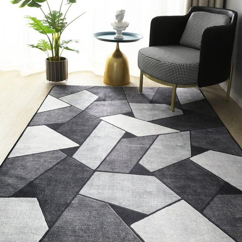 Luxury Geometric Carpet for Living Room Bathroom Absorbent Floor Mat Kids Bedroom Bedside Rug Cuttable Foot Pads Home Decoration 2