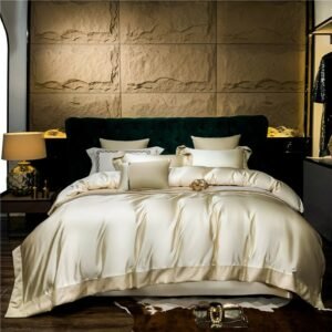 Egyptian Cotton Satin Silky Smooth Soft Duvet Cover set Silver Golden Double Queen King Bedding Bed Sheet Bedspread Pillowcases 1