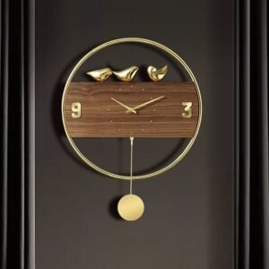 Mechanism Luxury Nordic Wall Clock Modern Design Silent Gold Pendulum Aesthetic Wood Living Room Reloj De Pared Home Decor ZP50 1