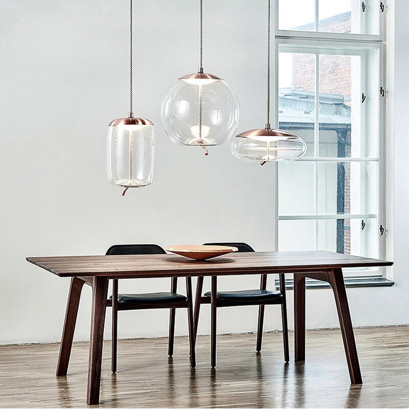 Nordic Designer LED Glass Pendant Lamp Bedside Hemp Rope Hanging Light for Bar Living Room Cafe Loft Indoor Lighting Decor 4