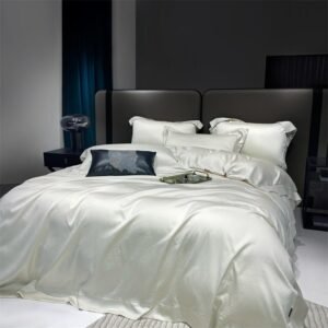 Creamy-white Emerald Jacquard Bedding set 4/6Pcs 1500TC Egyptian Cotton Soft Silky Textured Duvet Cover Bed Sheet Pillowcases 1