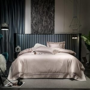Luxury 1000TC 100% Egyptian Cotton Bedding set 4Pcs Queen King Cream Gray Jacquard Duvet cover Long-Staple Yarns Bed Sheet set 1
