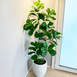 55-122cm Tropical Plants Large Artificial Ficus Tree Branch Real Touch Banyan Tree Fake Palm Leaves For Home Garden Office Decor 1