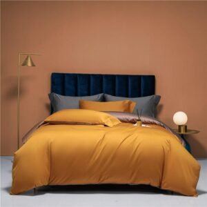 Solid Orange Reversible Duvet Cover Luxury Quality Ultra Soft Egyptian Cotton Bedding Sets 1Bed sheet 1Duvet Cover 2 Pillowcase 1