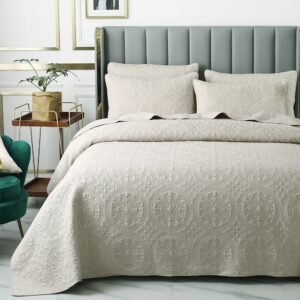 Bohemian Circle 3Pcs Quilt Set Chic Mandala Soft Quilted Cotton Bedspread Pillow shams Couvre Lit De Luxe Queen King size 1
