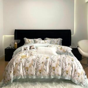 100%Eucalyptus Lyocell Cooling Summer Bedding set Chic Vintage Blossom Duvet Cover Set Ultra Soft Smooth Bed Sheet Pillowcases 1