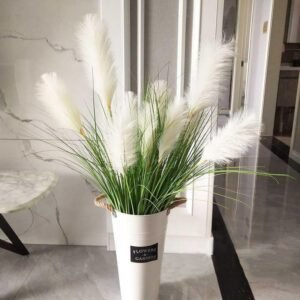 90cm 5 Heads Silk Plants Large Artificial Reeds Tree Fake Bulrush False Onion Grass Paper Leaves Branches For Home Wedding Decor 1