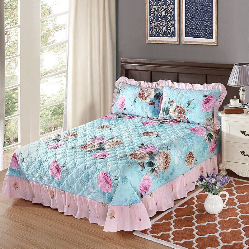 Colorful Vibrant Flowers Duvet/Comforter Cover set 4/6Pcs Bedding set 100%Quilted Cotton Duvet Cover Bedspread Pillow shams 5