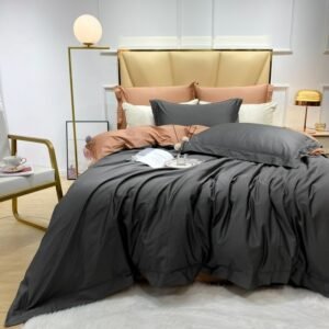 Grey Brown Reversible Duvet Cover set Queen King size 4Pcs 800TC Egyptian Cotton Soft Silky Bedding set Bed Sheet Pillowcases 1