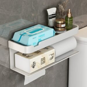 Toilet Paper Holder Wall Shelf Bathroom Accessories Phone Stand Storage Organizer Toilet Paper Roll Holder 1