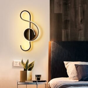 Nordic Black White Wall Lamp For Bedroom Bedside Corridor Aisle Musical Note Modeling Elegant Home Decoration Lights Hot Sale 1
