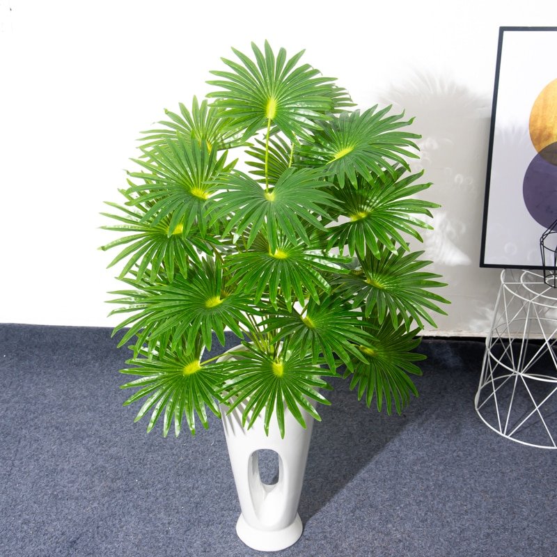 50-95cm Tropical Monstera Large Artificial Plants Fake Palm Tree Plastic Fan Leafs Tall Potted Tree Branch For Home Garden Decor 5