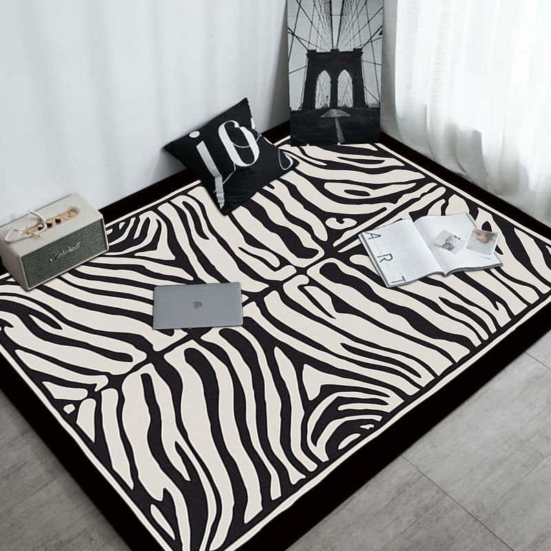 Zebra Printed Carpet Black and White Simplicity Living Room Bedroom Rug Home Decoration Coffee Table Mats Bathroom Non-slip Mat 1