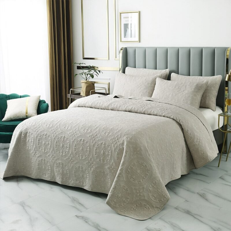 Bohemian Circle 3Pcs Quilt Set Chic Mandala Soft Quilted Cotton Bedspread Pillow shams Couvre Lit De Luxe Queen King size 2