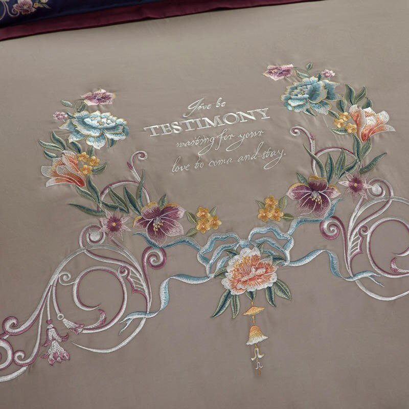 Premium 600TC Egyptian Cotton Soft Silky Duvet Cover set Luxury Embroidery Flowers Botanical Bedding set Bed Sheet Pillowcases 2