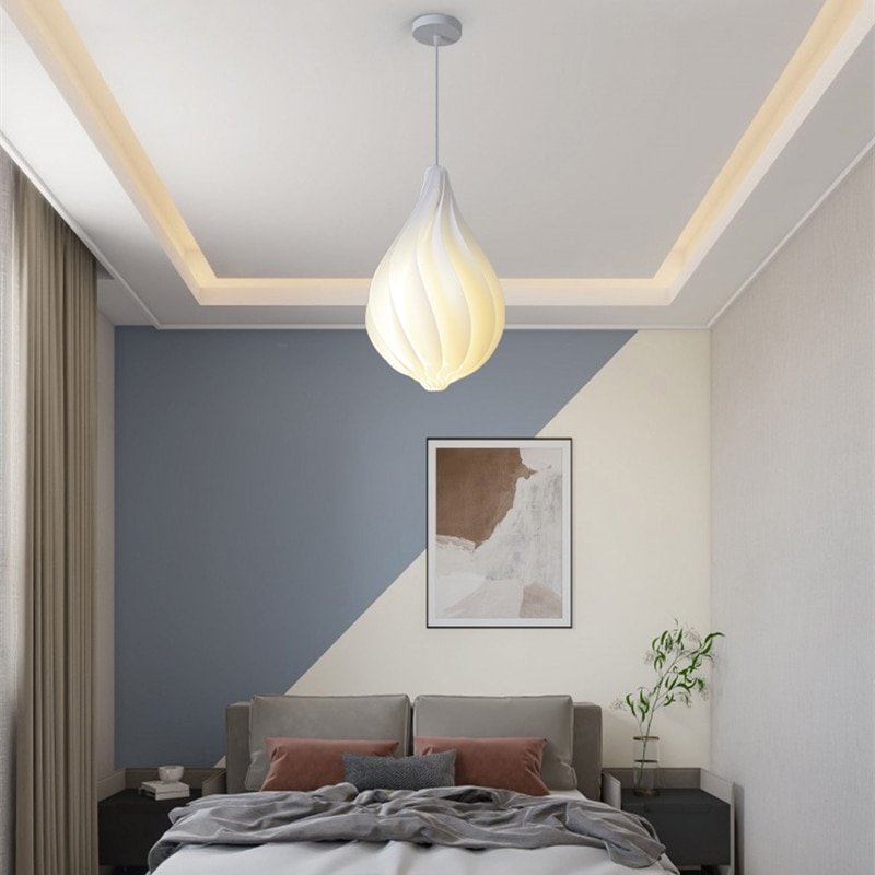 Nordic LED White PVC Wave Pendant Lamp For House Bedroom Bedside Office Kitchen Bar Home Furniture Decor Lighting Fixtures 1