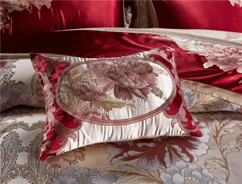 Golden Silk Cotton Luxury Satin Jacquard Bedding Set Queen King size Bedding Sets Bed Sheet/Spread Set Duvet Cover bedclothes 3