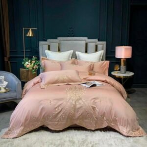 Luxury Embroidery Duvet Cover Set 600TC Egyptian Ultra Silky Soft Premium Bedding Bed Sheet set Pillowcase Queen King size 4Pcs 1
