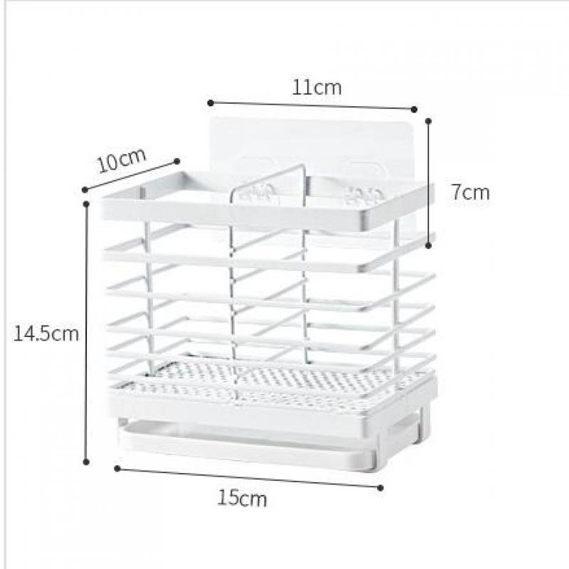 Utensil Cutlery Holder Suspended Wall Drainer with Tray Sink Drying Rack Kitchen Counter Organizer Tableware Storage Table White 6