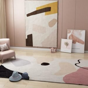 Modern Geometric Living Room Decorative Carpet Nordic Bedroom Bedside Plush Carpets Cloakroom Fluffy Rug Movement Fitness Mat 1