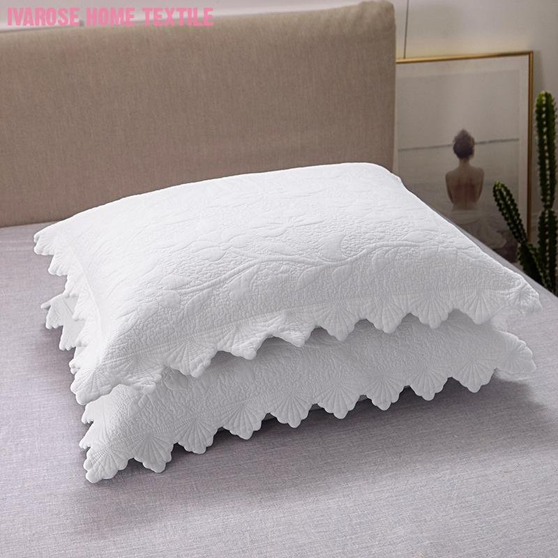 100% Cotton Quilted Stitched Elegant Bedspread set with Decorative Pillow Shams 3Pcs White Soft Bedspread Bed Coverlet Set 5