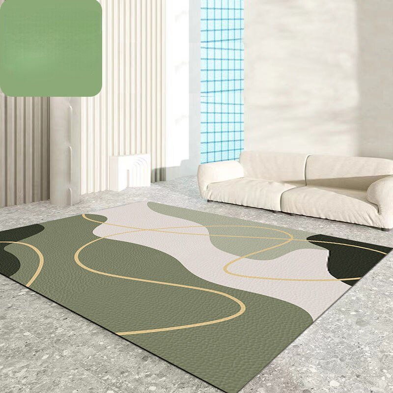 Green Small Fresh PVC Living Room Carpet Can Be Scrubbed Balcony Rug Waterproof and Oil-proof Kitchen Rugs Study Desk Carpets 4